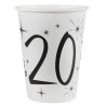 Gobelets pour anniversaire 20 ans blancs et noirs Gobelets pour anniversaire 20 ans blancs et noirs
