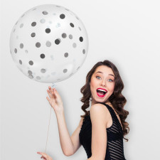 Ballon géant confettis argent