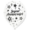Ballon anniversaire confettis argent
