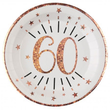 Assiette 60 ans rose gold pour anniversaire en carton
