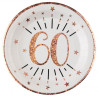 Assiette 60 ans rose gold pour anniversaire en carton Assiette 60 ans rose gold pour anniversaire en carton