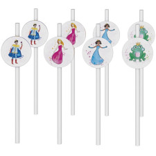 Pailles en carton thème anniversaire princesse enfant