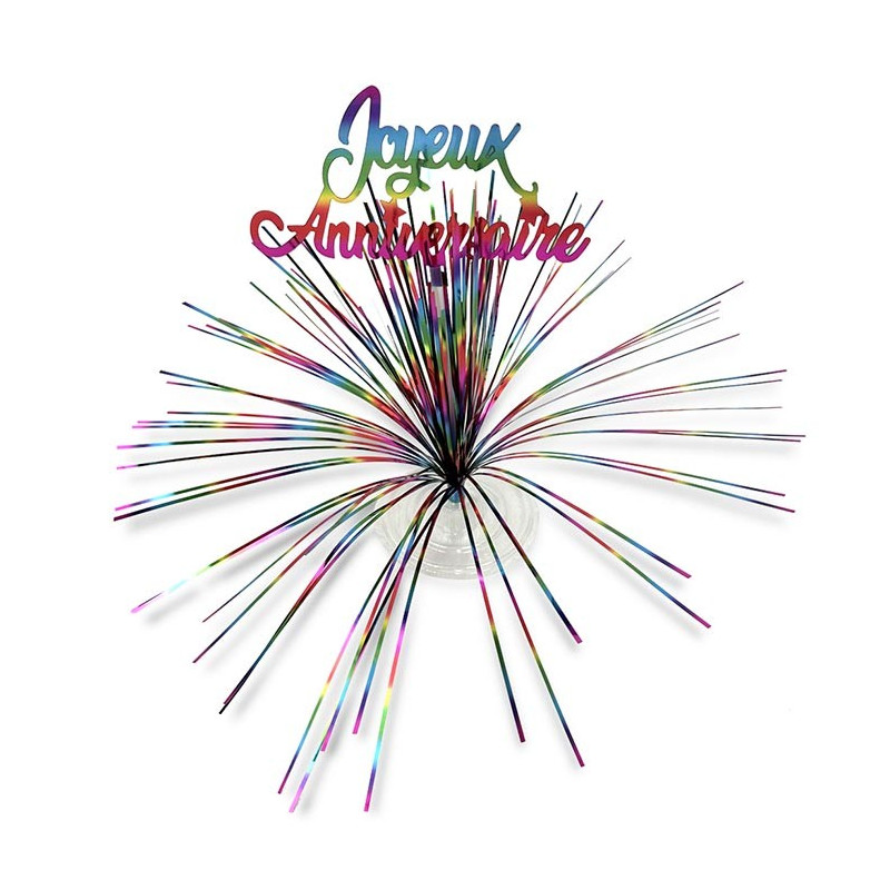 Centre de table joyeux anniversaire multicolore