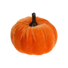 Petite citrouille velours orange pour décoration de table Halloween