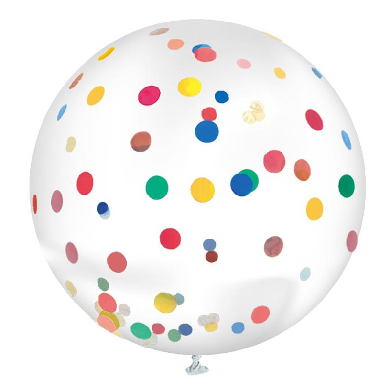 Ballon Confettis Géant Multicolore 100cm en latex