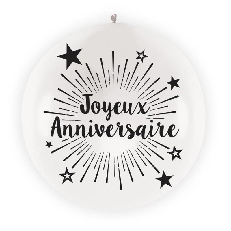 Ballon géant joyeux anniversaire blanc