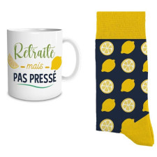 Mug retraite homme avec chaussettes pour cadeau départ à la retraite