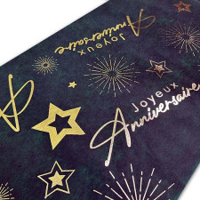 Chemin de table joyeux anniversaire noir et doré