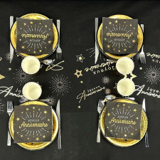 Table anniversaire noir et or