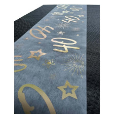 Chemin de table anniversaire 40 ans blanc et doré