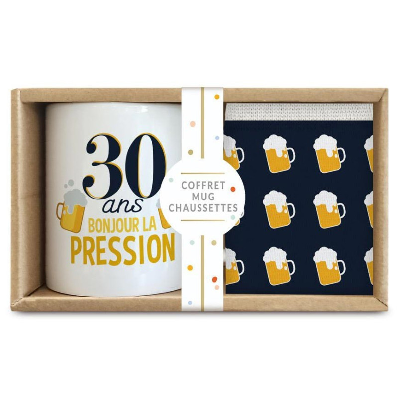 Coffret Cadeau Mug avec Chaussettes 30 ans Homme TralalaFêtes.fr