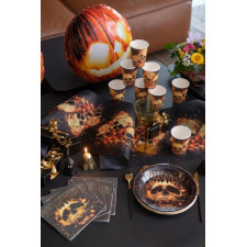 Table Halloween thème crânes et têtes de mort