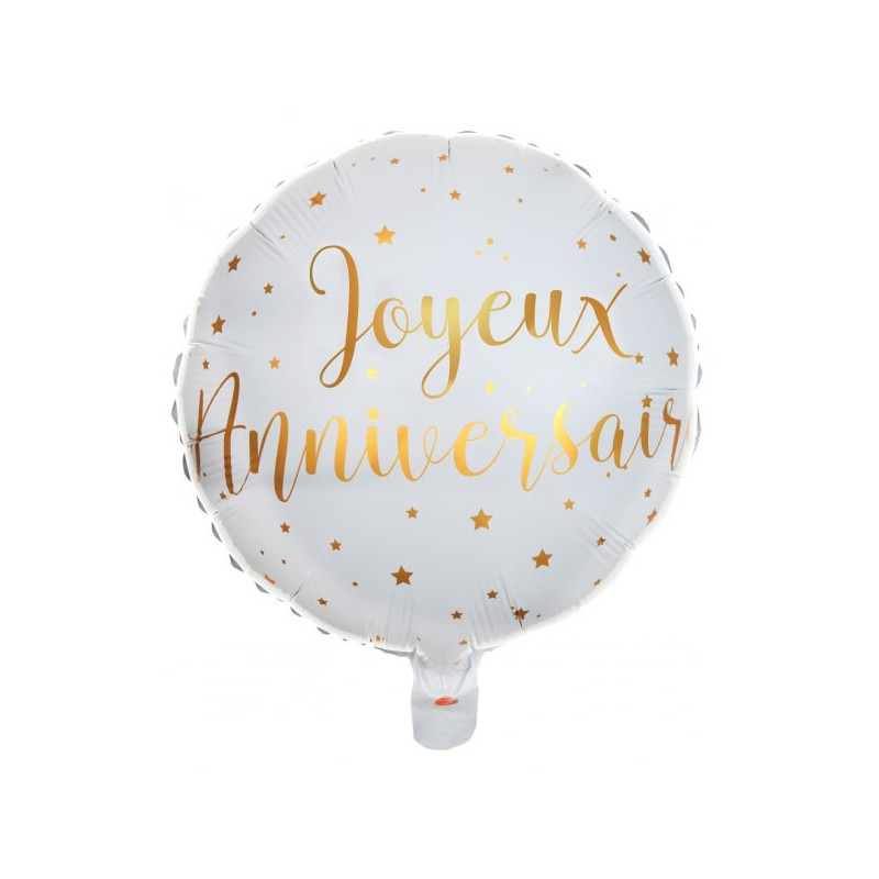 Ballon joyeux anniversaire hélium or