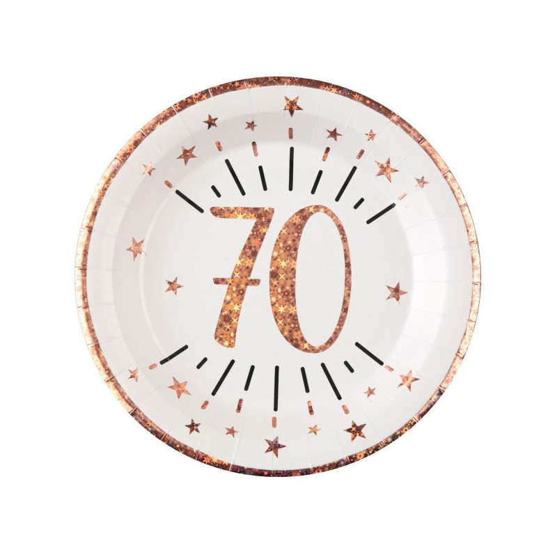 Assiette 70 ans anniversaire rose gold