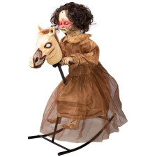 Automate Halloween fillette sur cheval à bascule