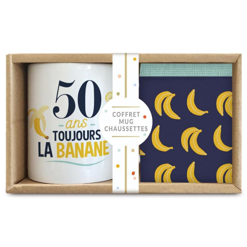 Coffret Cadeau Mug avec Chaussettes 50 ans Homme - anniversaire
