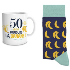 Mug 50 ans avec chaussettes cadeau anniversaire