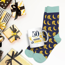Coffret Cadeau Mug avec Chaussettes 50 ans Homme - anniversaire