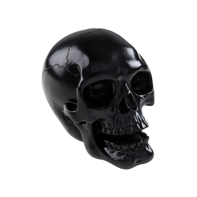 Tête de mort Halloween noire mat à poser