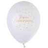 Ballon anniversaire blanc et or