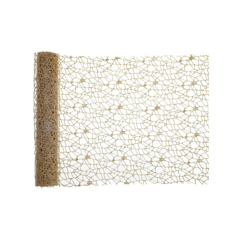 Chemin de table toile d'araignée or Halloween