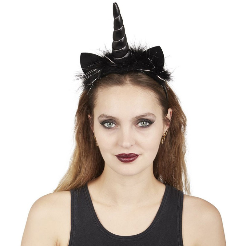 Serre-tête licorne noir Halloween