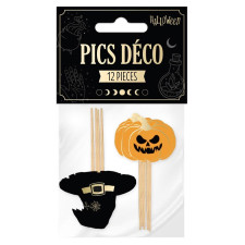 Pics décoratifs Halloween citrouille avec chapeau de sorcière