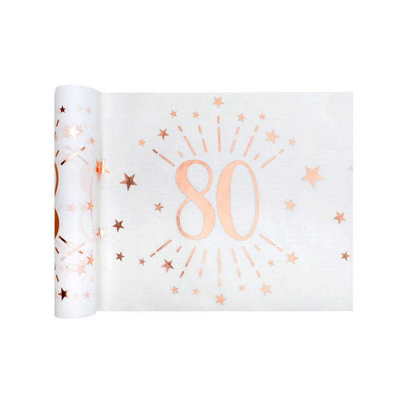 Chemin de table 80 ans anniversaire rose gold