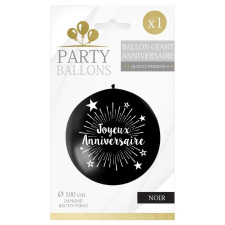 Ballon joyeux anniversaire géant noir Ballon joyeux anniversaire géant noir