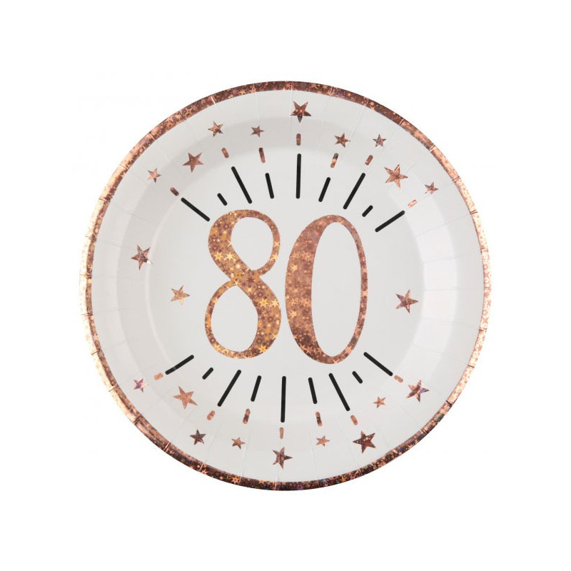 Assiette 80 ans rose gold anniversaire Assiette 80 ans rose gold anniversaire