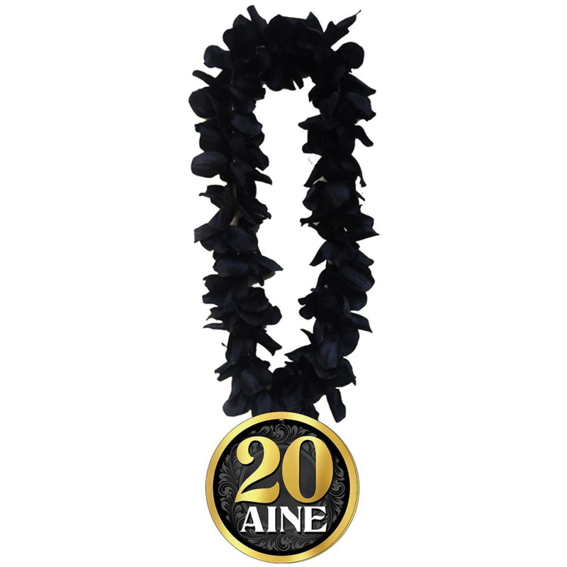 Collier anniversaire 20 ans noir et or