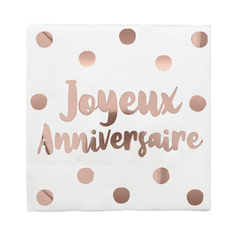 Serviette anniversaire rose gold Serviette anniversaire rose gold