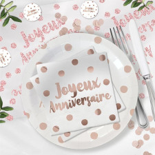 Serviette joyeux anniversaire rose gold en papier Serviette joyeux anniversaire rose gold en papier