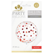 Ballon rouge avec confettis géant