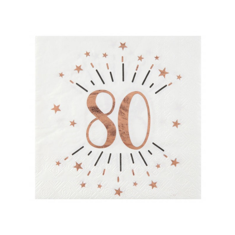 Serviette 80 ans rose gold anniversaire
