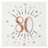 Serviette 80 ans rose gold anniversaire Serviette 80 ans rose gold anniversaire