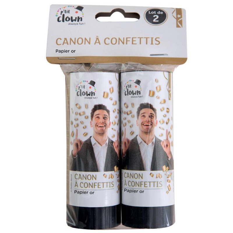 Mini canon à confettis or lot de deux