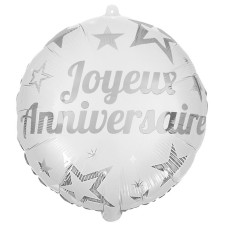 Ballon hélium joyeux anniversaire argent
