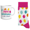 Chaussettes anniversaire femme avec tasse