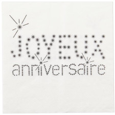 Serviettes en papier anniversaire blanches