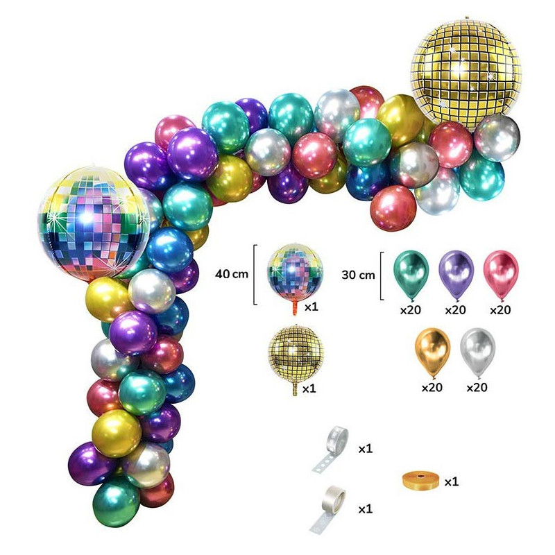 Kit Arche de 102 Ballons Disco Métallisés