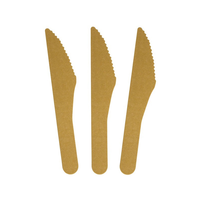 Couteau jetable couleur or en papier compressé