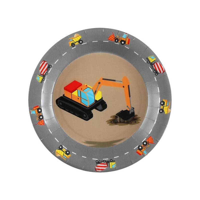 Assiette chantier anniversaire enfant Assiette chantier anniversaire enfant