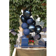 Décoration anniversaire bleu et or chic Décoration anniversaire bleu et or chic