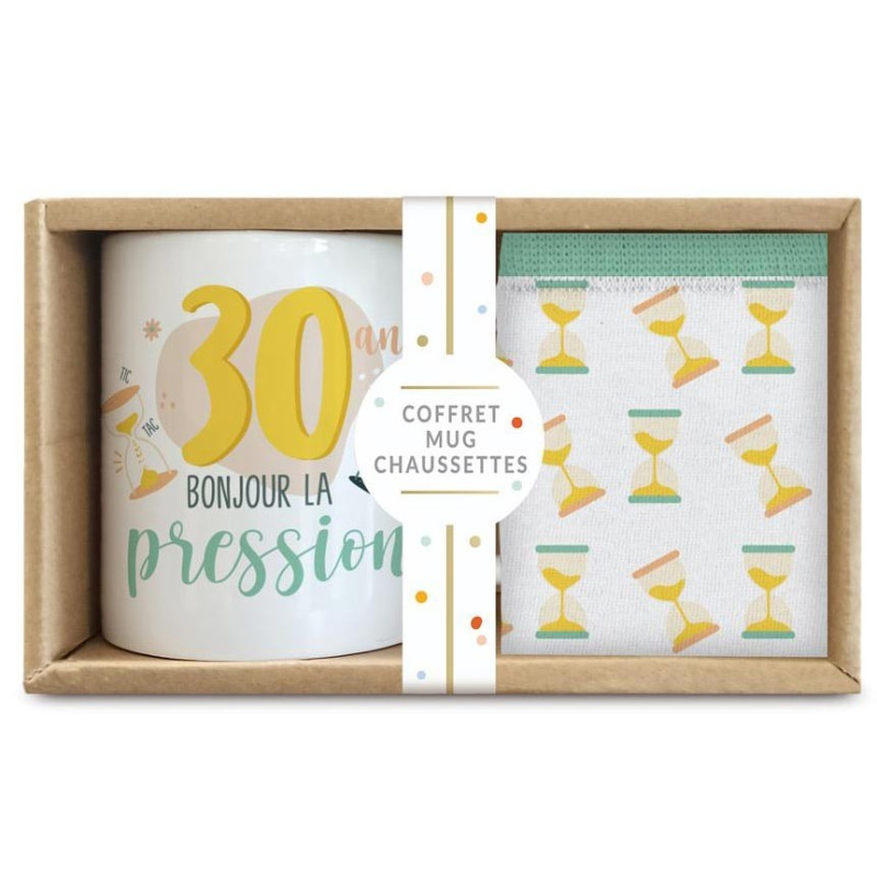 Coffret Cadeau Mug avec Chaussettes 30 ans Femme TralalaFêtes.fr
