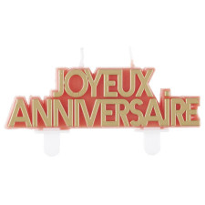 Bougie joyeux anniversaire terracotta