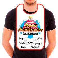 Bavoir joyeux anniversaire dédicace