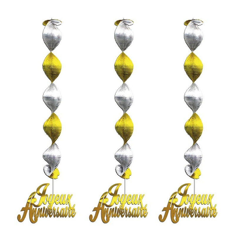 Décoration anniversaire à suspendre or et argent