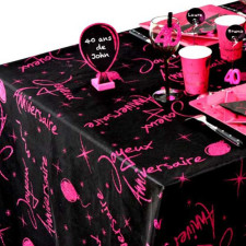 Nappe anniversaire rose et noir