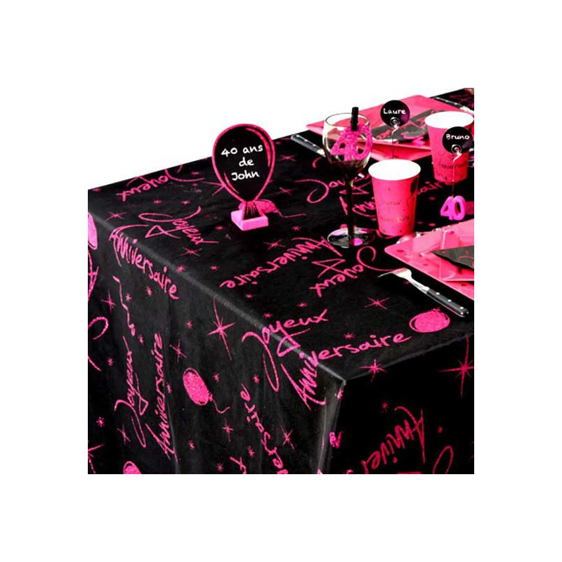 Nappe anniversaire rose et noir